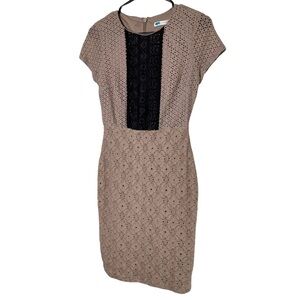 New York & Co Mauve Black & Mauve two-toned eyelet cotton short sleeve dress